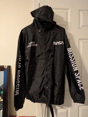 NASA Black Hooded Windbreaker Jacket - Kennedy Space Center